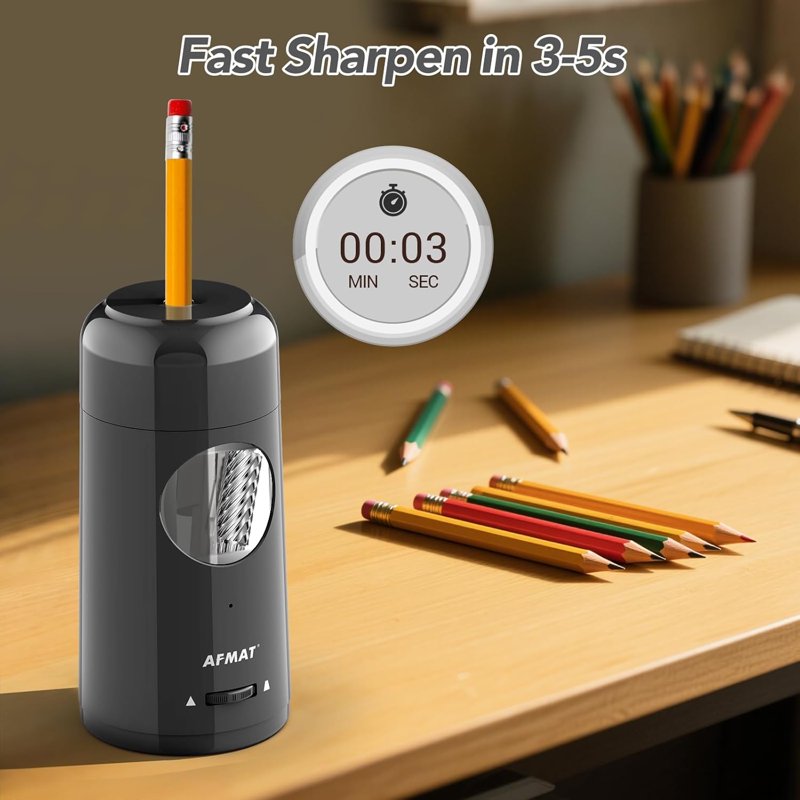 Electric Pencil Sharpener Rechargeable Auto & Hand-Free for Colored & Jumbo Pencils