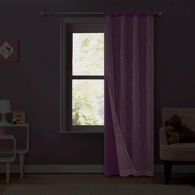 Kids Room Blackout Curtain Panel with Sheer Layer - 38x84 Inch
