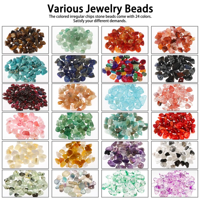 Natural Gemstone Beads 1200pcs Multi-Color Irregular Crushed Crystal Chips for Jewelry DIY Crafts