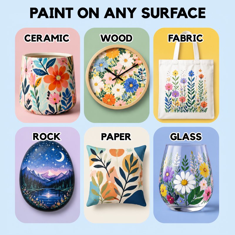 Acrylic Paint Marker Set - 36 Vibrant Colors for Rock, Wood, Glass, Fabric & Art Projects