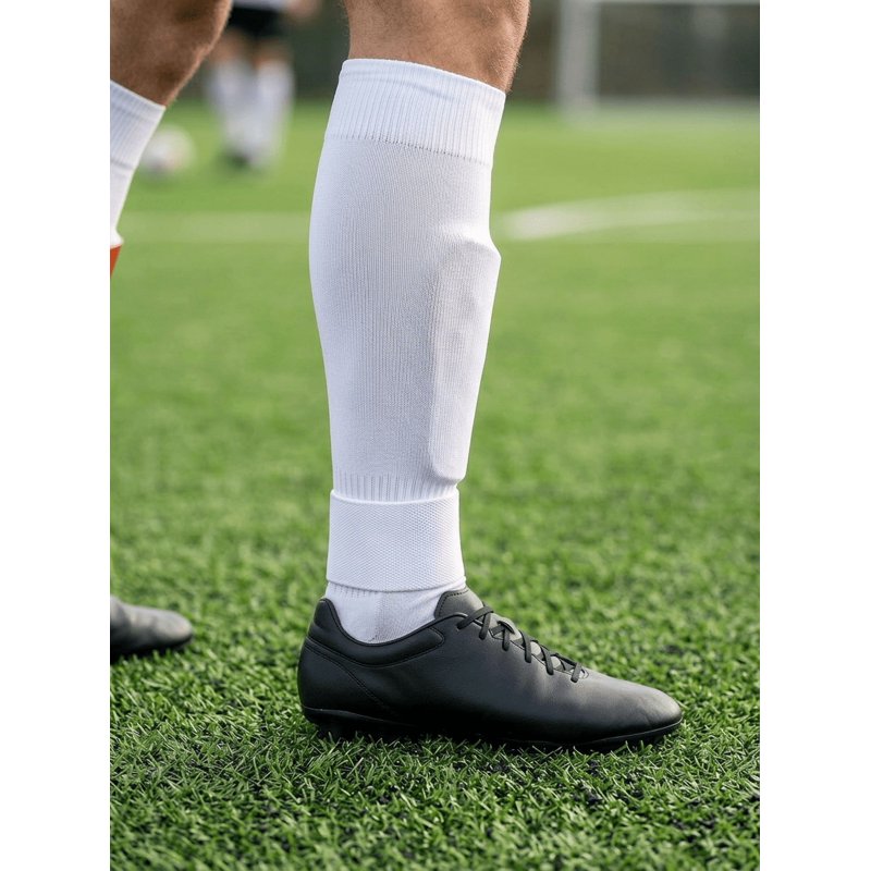 Adult Soccer Shin Guards with Sleeve - Dual Strap Closure, Large, Blue (Variation: L)