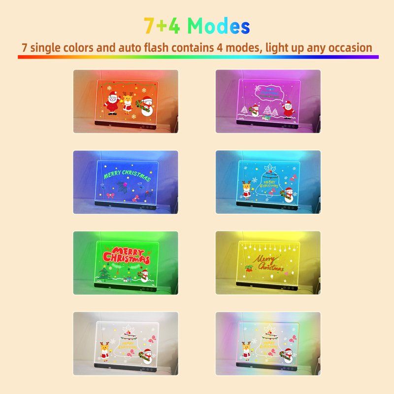 LED Magnetic Dry Erase Board with RGB Lights and Accessories - 11.8x15.7 Inches