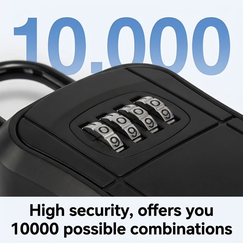 Portable Key Safe Lock Box with Resettable 4-Digit Code - Wall Mount or Hanging Storage for House Keys