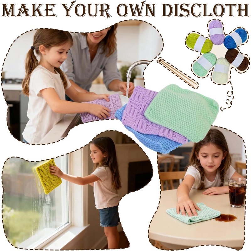 Beginner Knitting Kit for 6 Patterns with Yarn Needles & Accessories