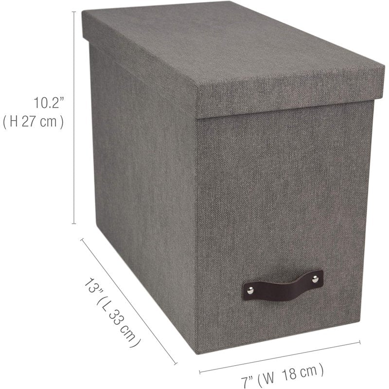 Bigso John Desktop File Storage Box with Handle - Grey, Letter Size Organizer