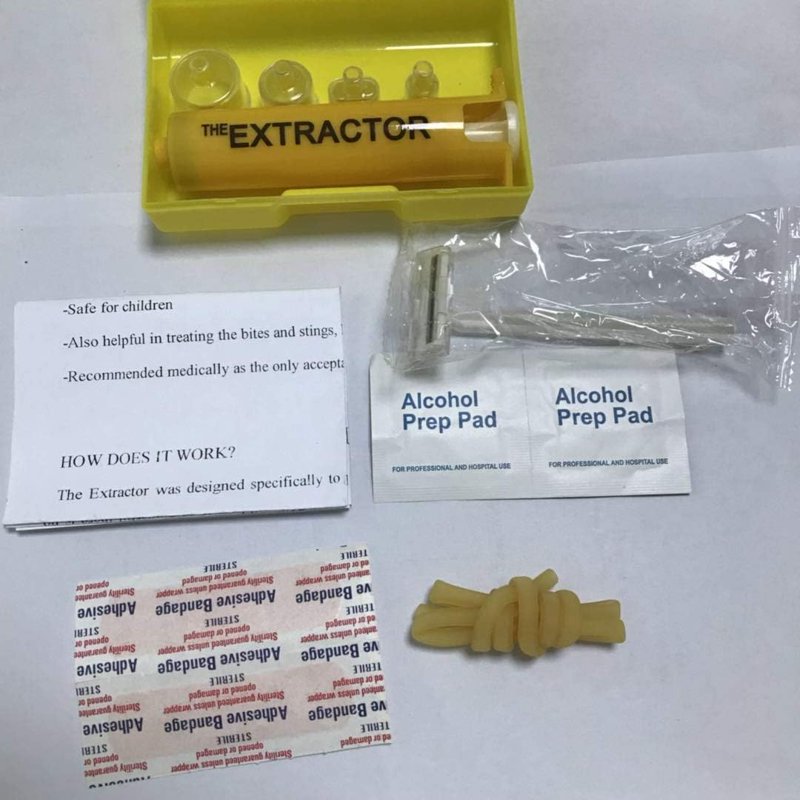 Snake Bite First Aid Kit with Venom Extractor Suction Pump - Portable Emergency Tool for Hiking & Camping - Yellow