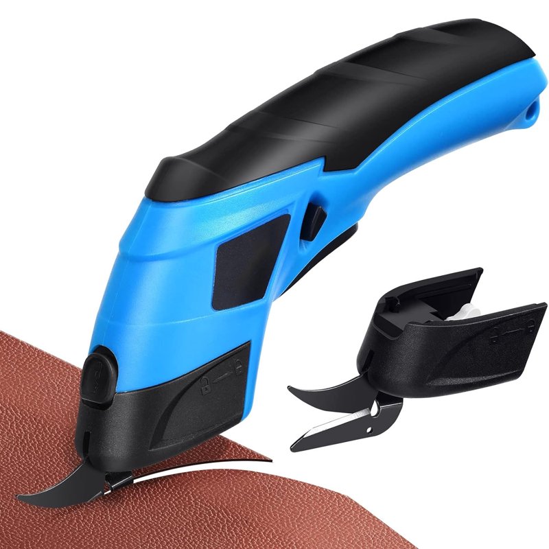 Cordless Electric Scissors - Electric Cutter for Fabric, Cardboard, Craft & Leather (Replacement Blade Included)