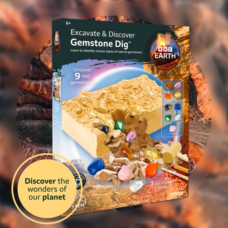 Gemstone Dig Kit for Kids - Excavation & Discover Natural Gems Ages 6+