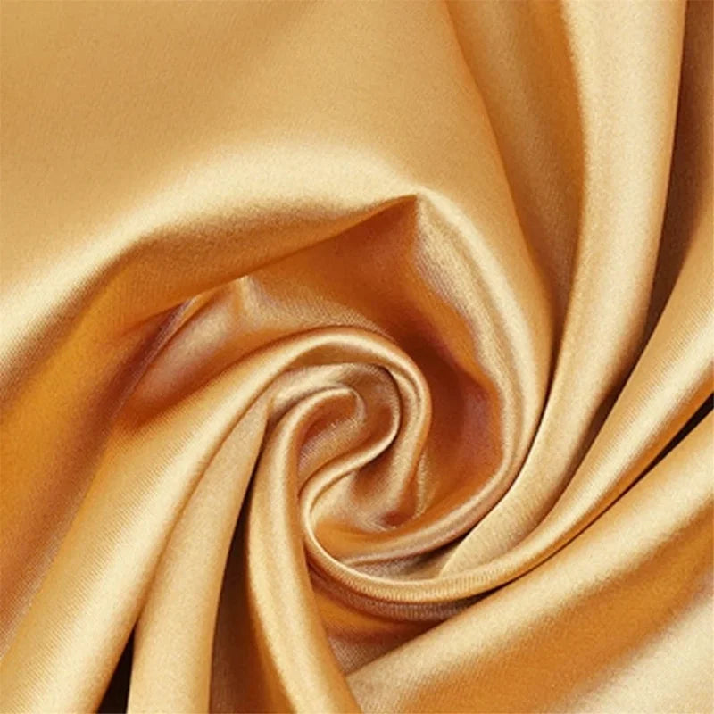Semi-Sheer Faux Silk Window Curtains Set - Gold 84" Length, 2-Pack