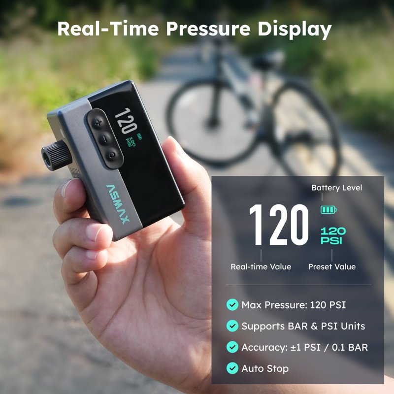 Electric Bike Pump with Digital Gauge, Fast Inflation for Bikes & Balls