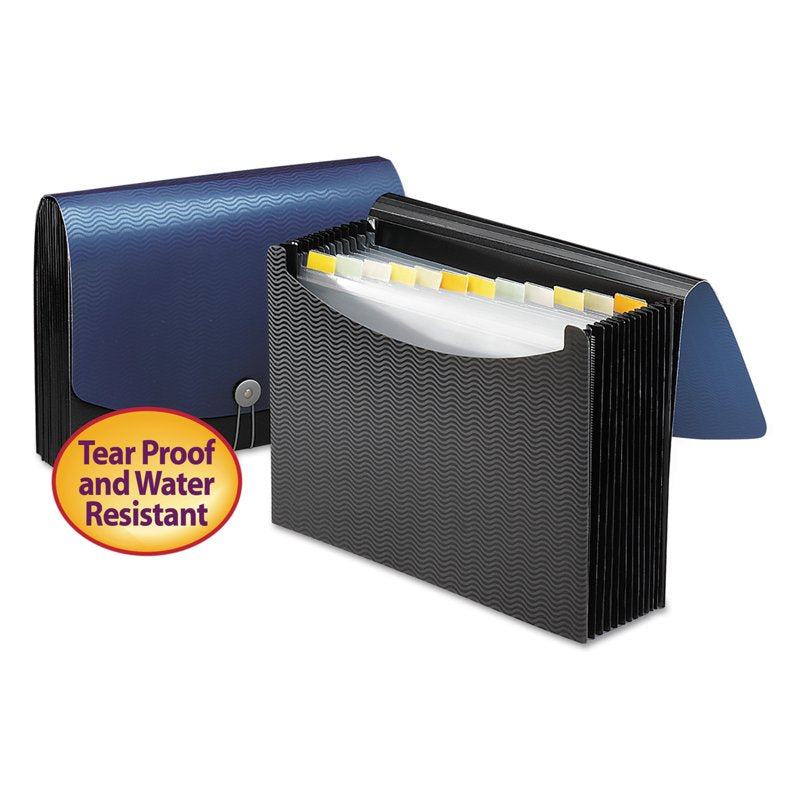 Poly Expanding File Folder with 12 Pockets - Blue/Black Letter Size