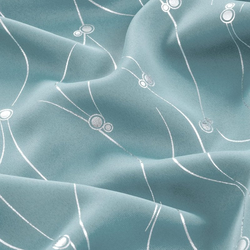 Blackout Room Darkening Curtains 63 Inch Long Grommet Insulated Drapes with Wave & Dot Print