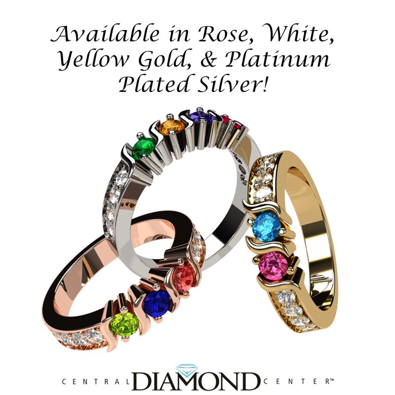 Personalized Multi-Stone S Bar Ring for Women - Mother's Day Gift, 10k Gold