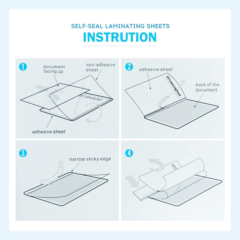 Self Sealing Laminating Pouches Waterproof Sheets 9x11.5in 10 Pack No Machine Needed