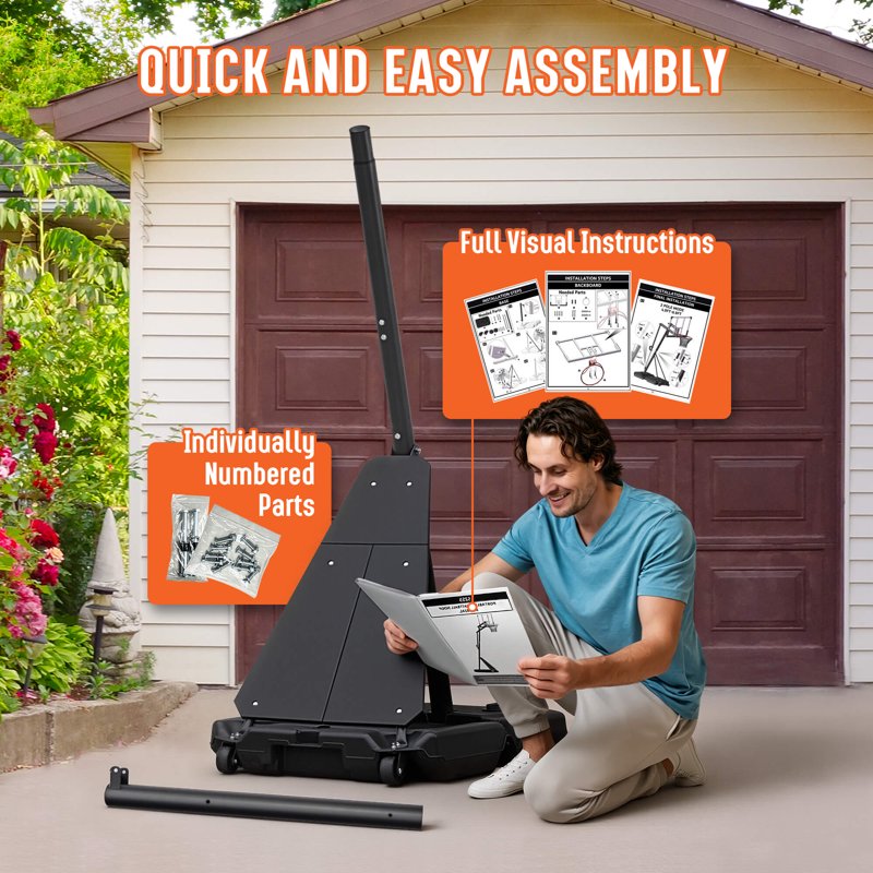 Adjustable Portable Basketball Hoop with 44-Inch Backboard for Indoor & Outdoor Play