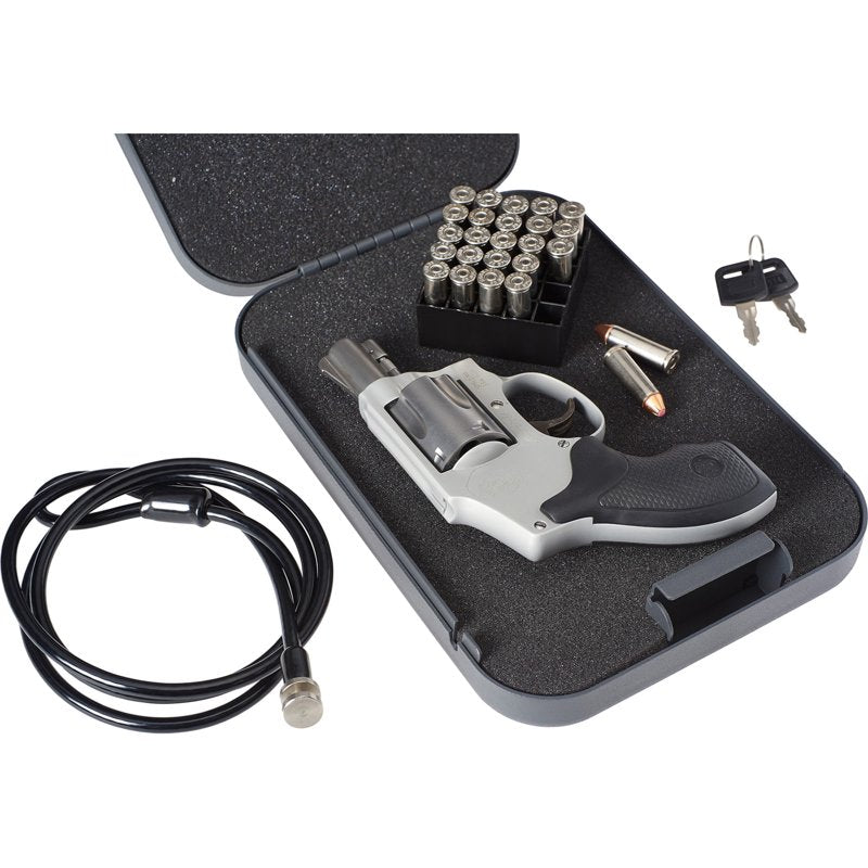 Lock Box Safe with Key Lock 18-Gauge Steel Security Pistol Storage 9.5 x 6.5 x 1.75 Inches Black