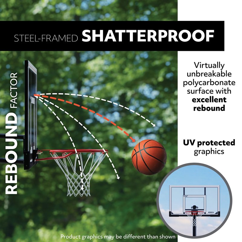 Portable 48-Inch Shatterproof Basketball Hoop with Adjustable Height and Slam-It Rim