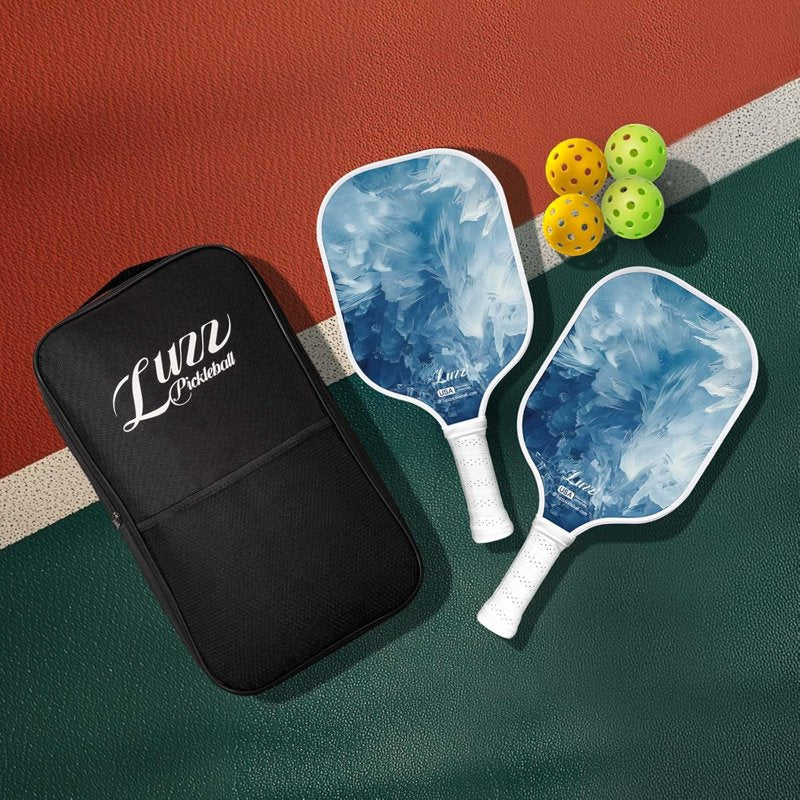 LUZZ ICE Carbon Fiber Pickleball Paddle Set of 2 with 4 Balls & Carry Bag, USAPA Approved
