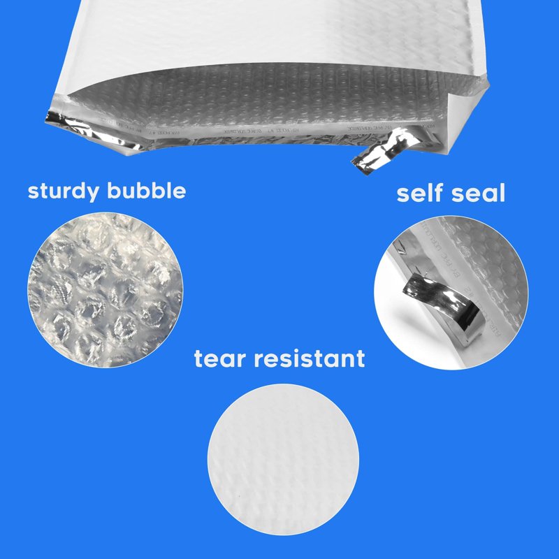 Poly Bubble Mailers Self-Sealing Envelopes for Shipping - 6x10 Inches