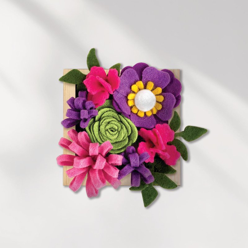 Mini Felt Flower Craft Kit with Wooden Frame for Kids & Teens