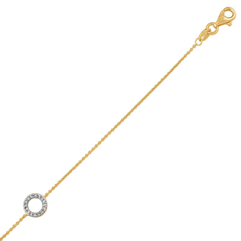 Lab-Grown Diamond Halo Circle Bracelet in Yellow Gold-Plated Silver