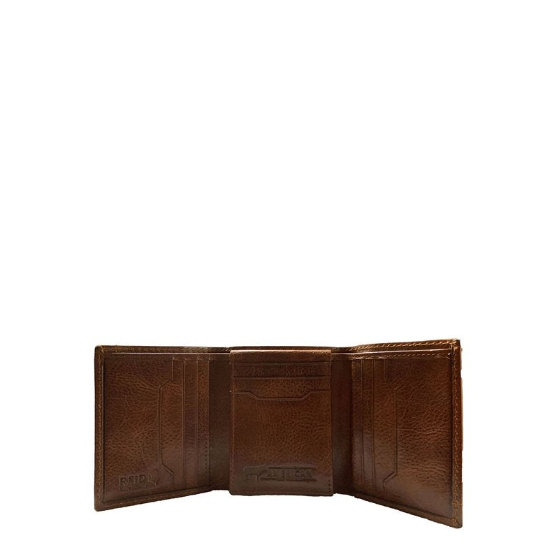 Men's Trifold Wallet Brown Leather Card Organizer Slim Pocket Accessory