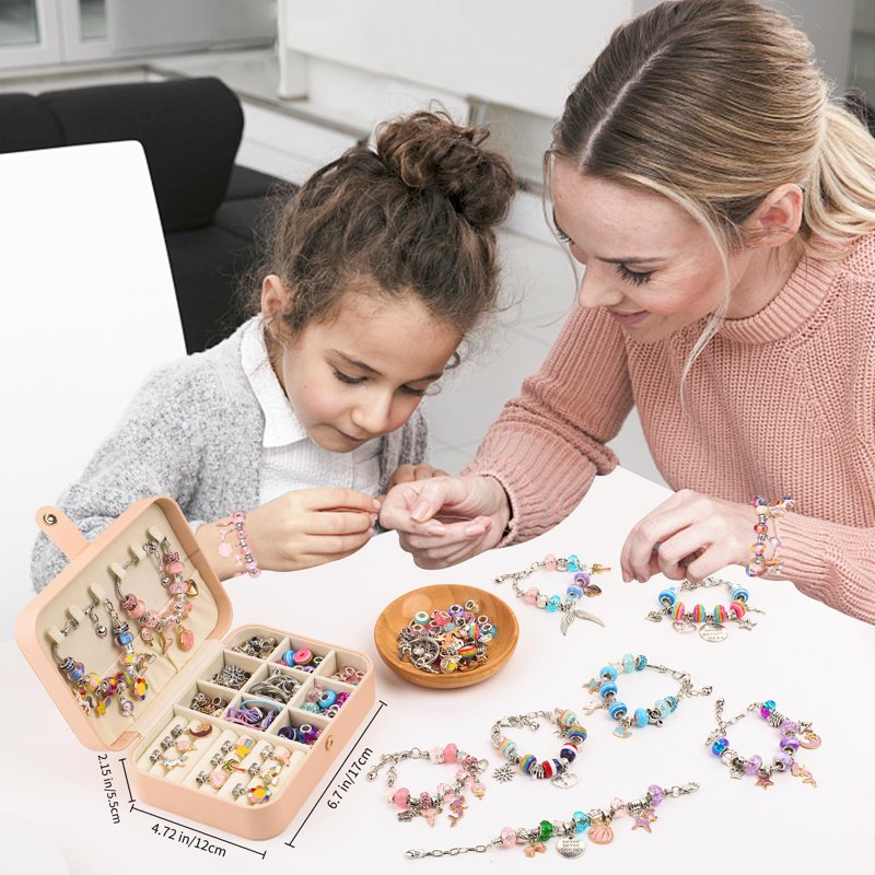 DIY Charm Bracelet Making Kit for Girls - 134 Pieces Jewelry Craft Set
