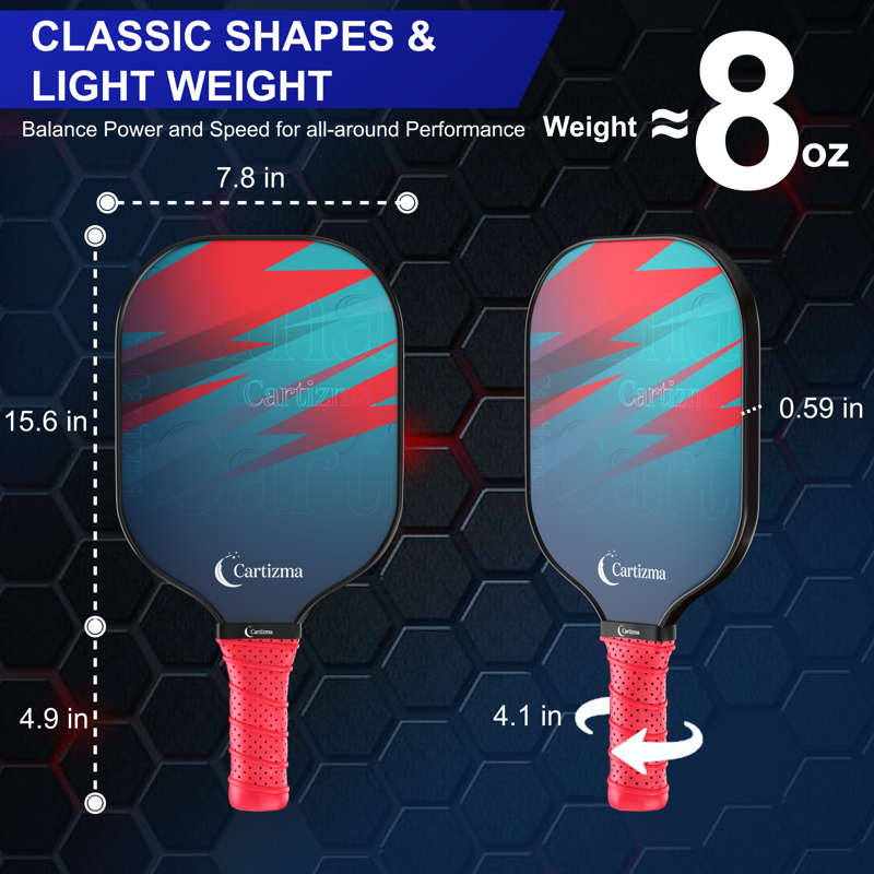 Pickleball Paddle Set — 2 Paddles, 4 Balls, Carry Bag | 8 oz Graphite Carbon Face