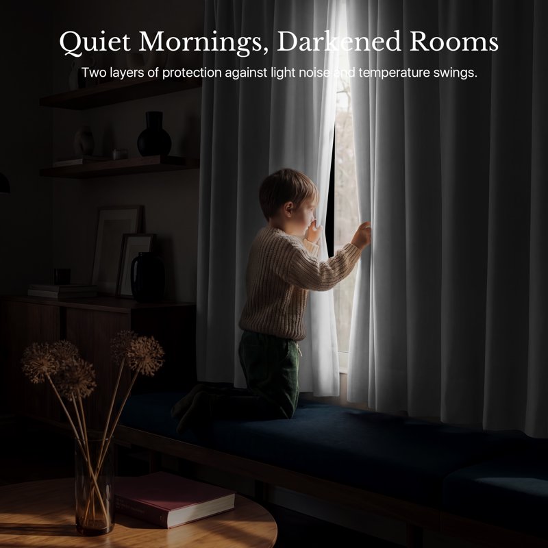 Blackout Curtains 2‑Layer Light-Blocking Window Drapes for Bedroom & Office