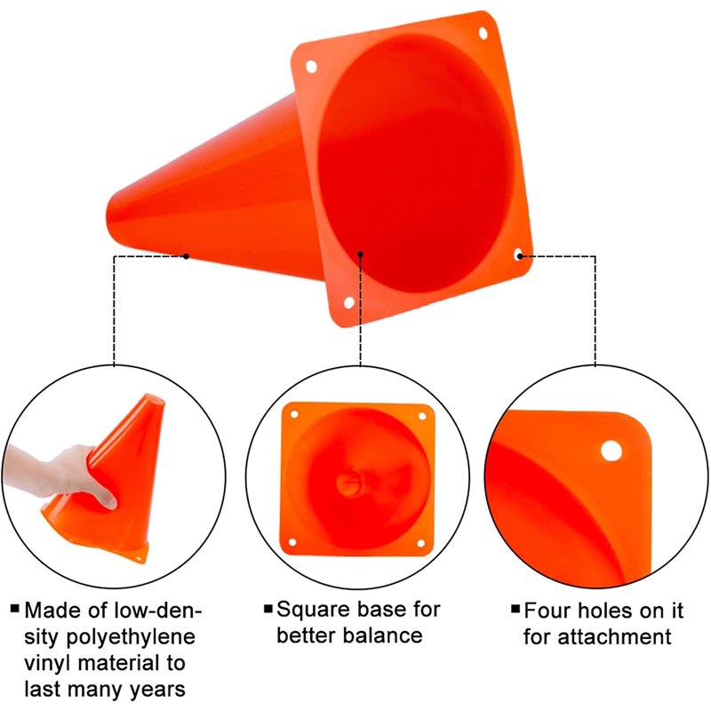 Sports Soccer Cones 7 Inch Pack of 24 - Durable Indoor Outdoor Training Equipment