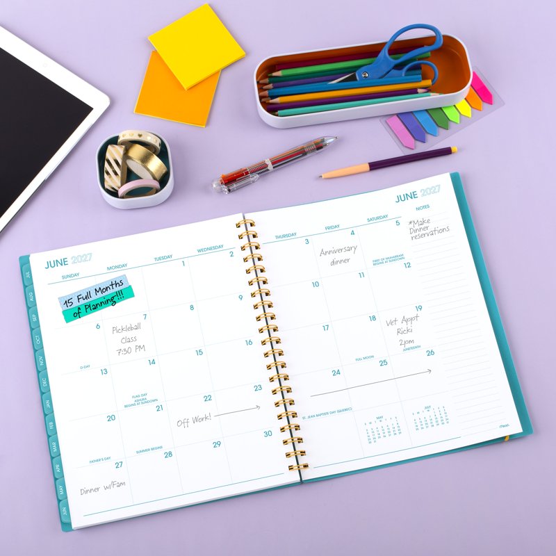 Mead Tranquil Turquoise 2026-2027 Planner 8.5x11 Weekly & Monthly Organizer