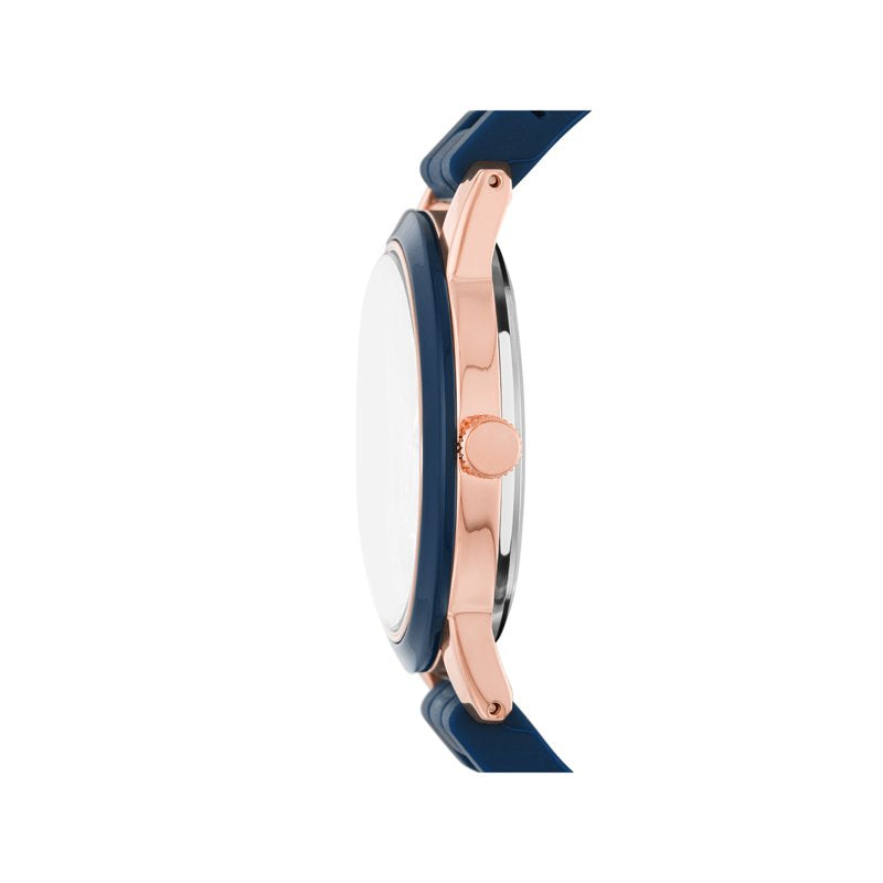 Women's Rose Gold & Blue Silicone Watch - Easy Read Dial, Sporty Style