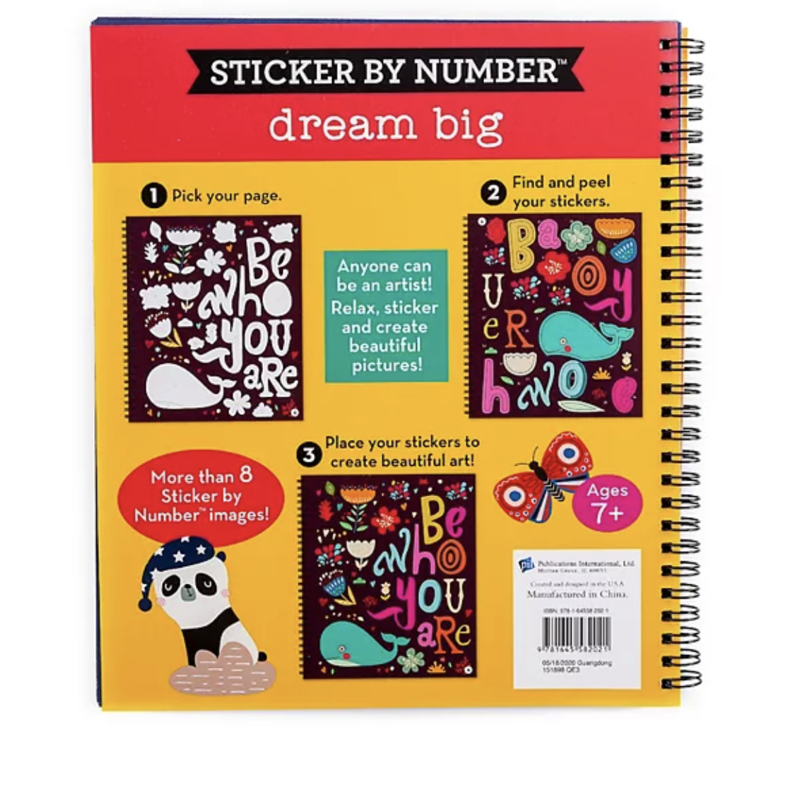 Sticker by Number Dream Big Art Activity Book Spiral Bound for Kids & Adults