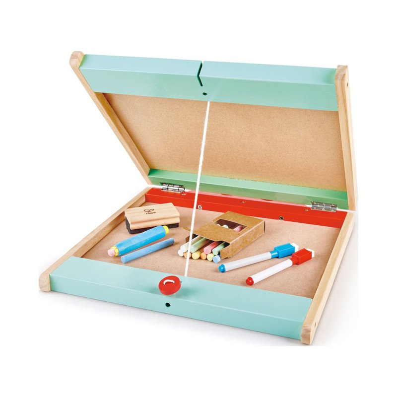 Kids Double-Sided Art Easel with Blackboard and Whiteboard - Portable Toddler Drawing Station
