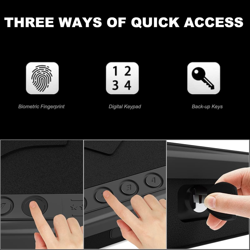Biometric Pistol Safe with Digital Keypad - Quick-Access Handgun Security for Home Car Nightstand