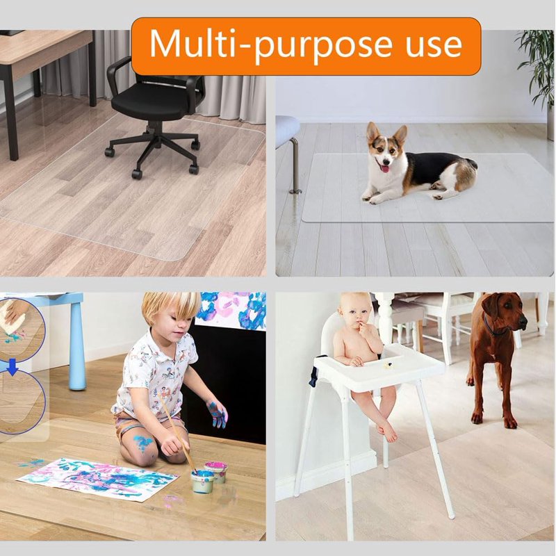 48x36 Clear PVC Office Chair Mat for Hardwood & Tile Floors - Protect & Ease Movement