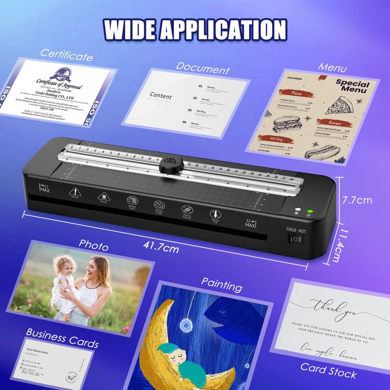 13-Inch Thermal Laminator Machine with Sheets for Documents & Photos