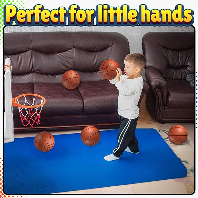 Mini Basketball Set 6 Inch PVC Balls for Indoor & Outdoor Play - Pack of 5