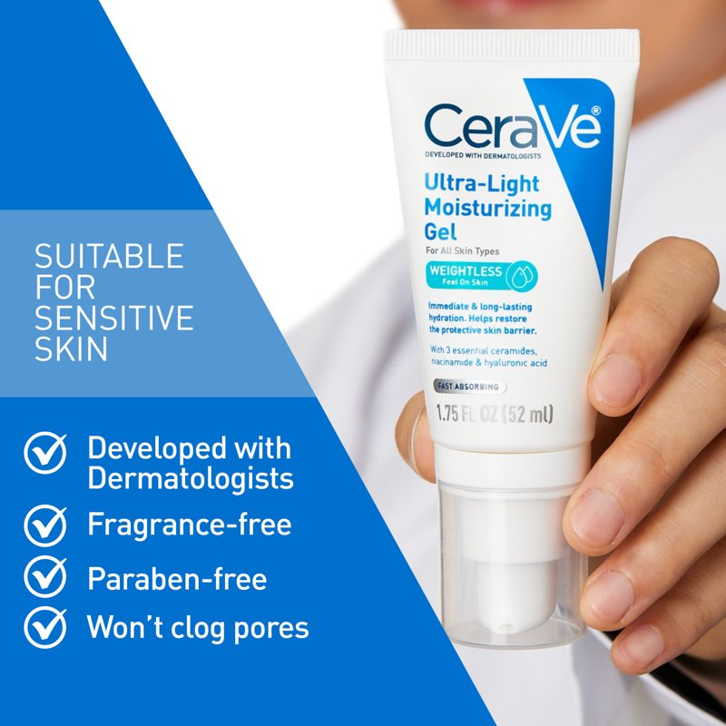 Lightweight Hydrating Face Moisturizer Gel with Hyaluronic Acid & Niacinamide - 1.75 Fl Oz