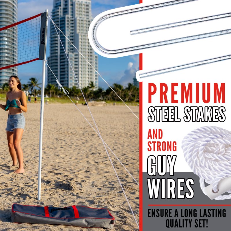 Outdoor Volleyball Set with Net, Pole, Ball, Pump & Carry Bag - Family Yard Game