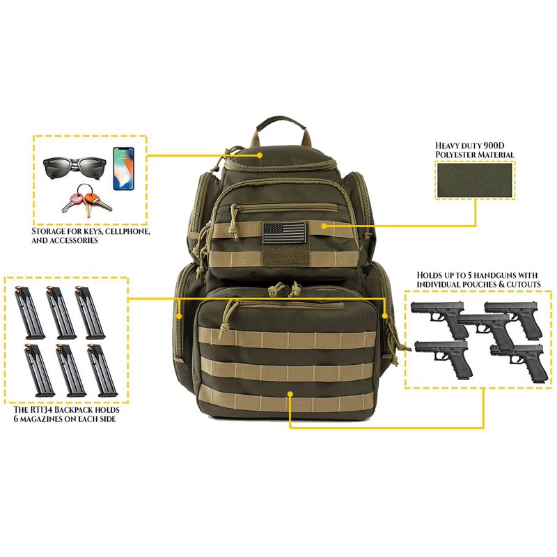 Heavy Duty Lockable Shooting Range Backpack with Rain Cover - Unisex Adult Gear