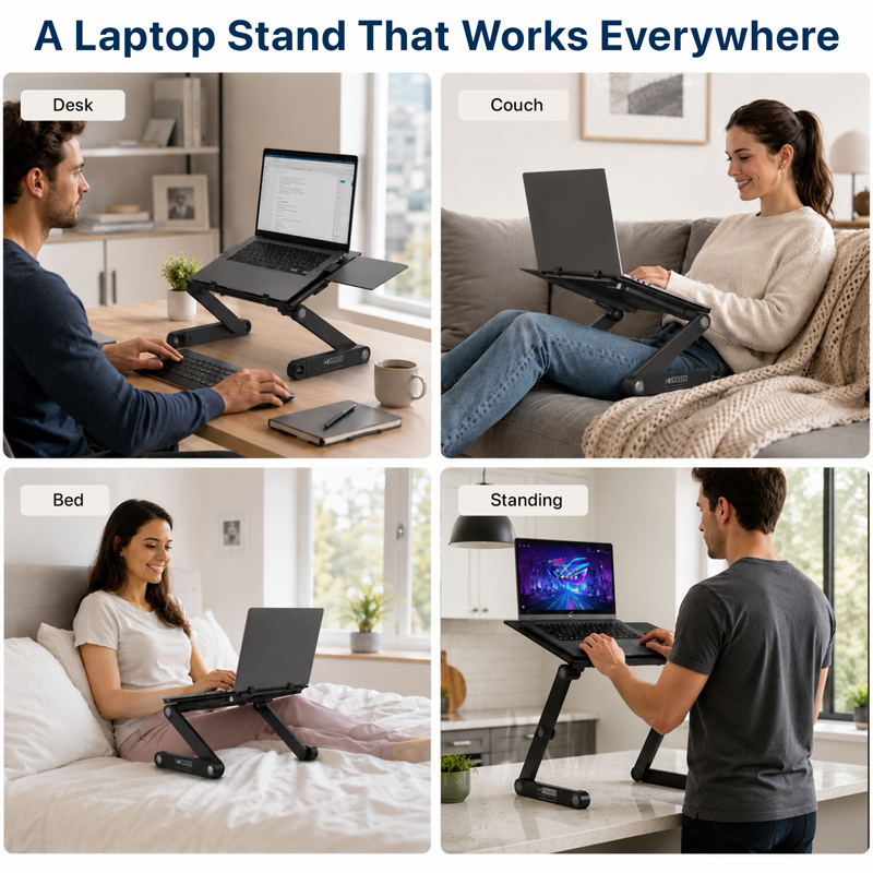 Adjustable Laptop Stand and Lap Desk with Mouse Pad for Bed Couch Desk