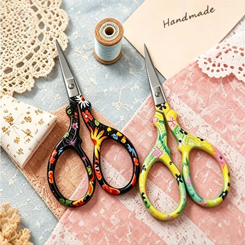 DINNAT Stainless Steel Craft Scissors – 2 Count, Black & Pink (Variation: Black+Green)