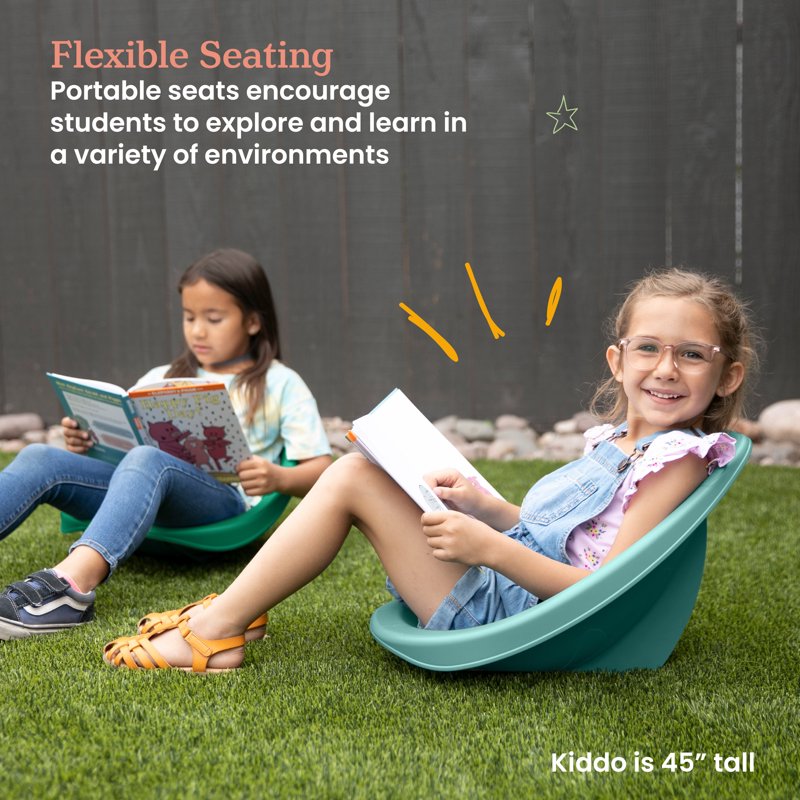 Plastic Leaf Scoop Floor Seat Set - Classroom Flexible Seating, 6 Pieces