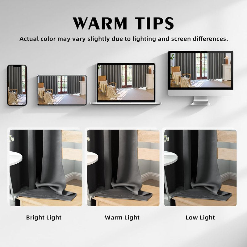 Blackout Thermal Insulated Grommet Curtains - Room Darkening Window Drapes