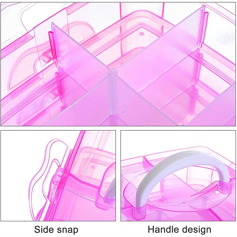 3-Tier Plastic Craft Storage Organizer with Adjustable Dividers for Art Supplies