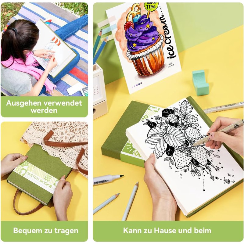 Artist Sketchbook with 120 Sheets, 8.3 x 5.8 Inches, Acid-Free Drawing Paper