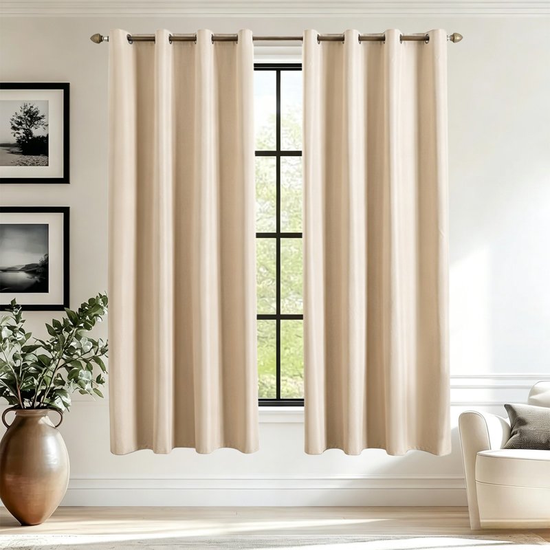 Insulated Blackout Curtains - Light Blocking Window Drape for Bedroom & Living Room, 59x63in