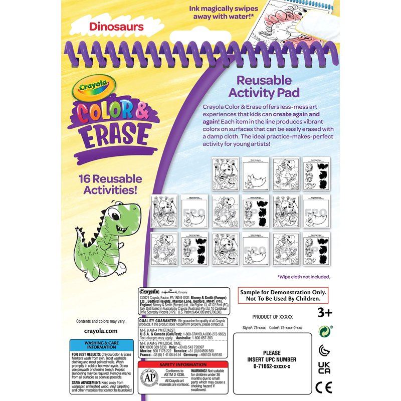 Crayola Reusable Dinosaur Activity Pad for Kids, 3 Pack - Toddler Art & Craft Set