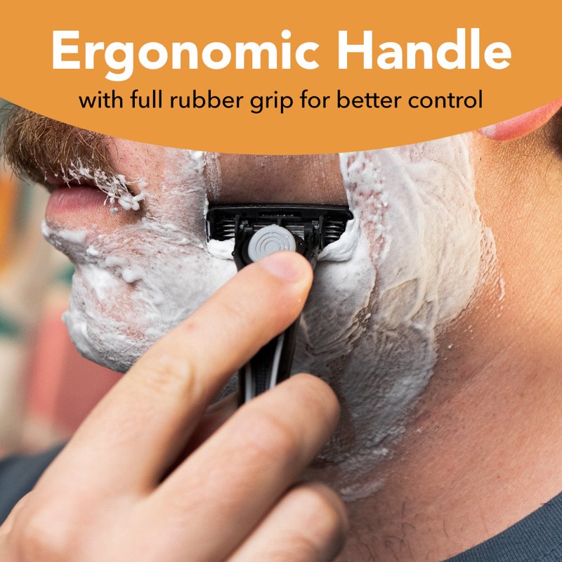 Men's Refillable Razor Kit with 4 Flexible Blades and Lubricating Strip